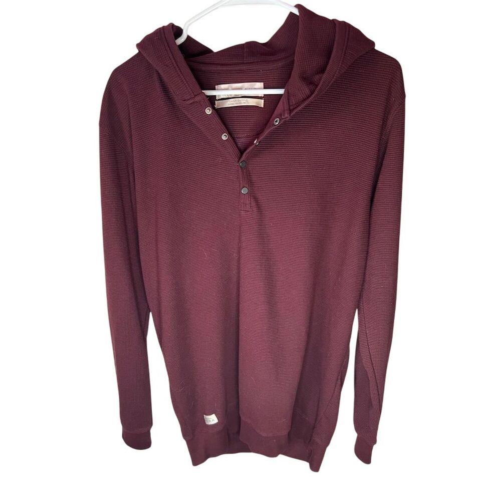 Zara Specials Men's Henley Hoodie Red 2XL Long Sleeve Casual